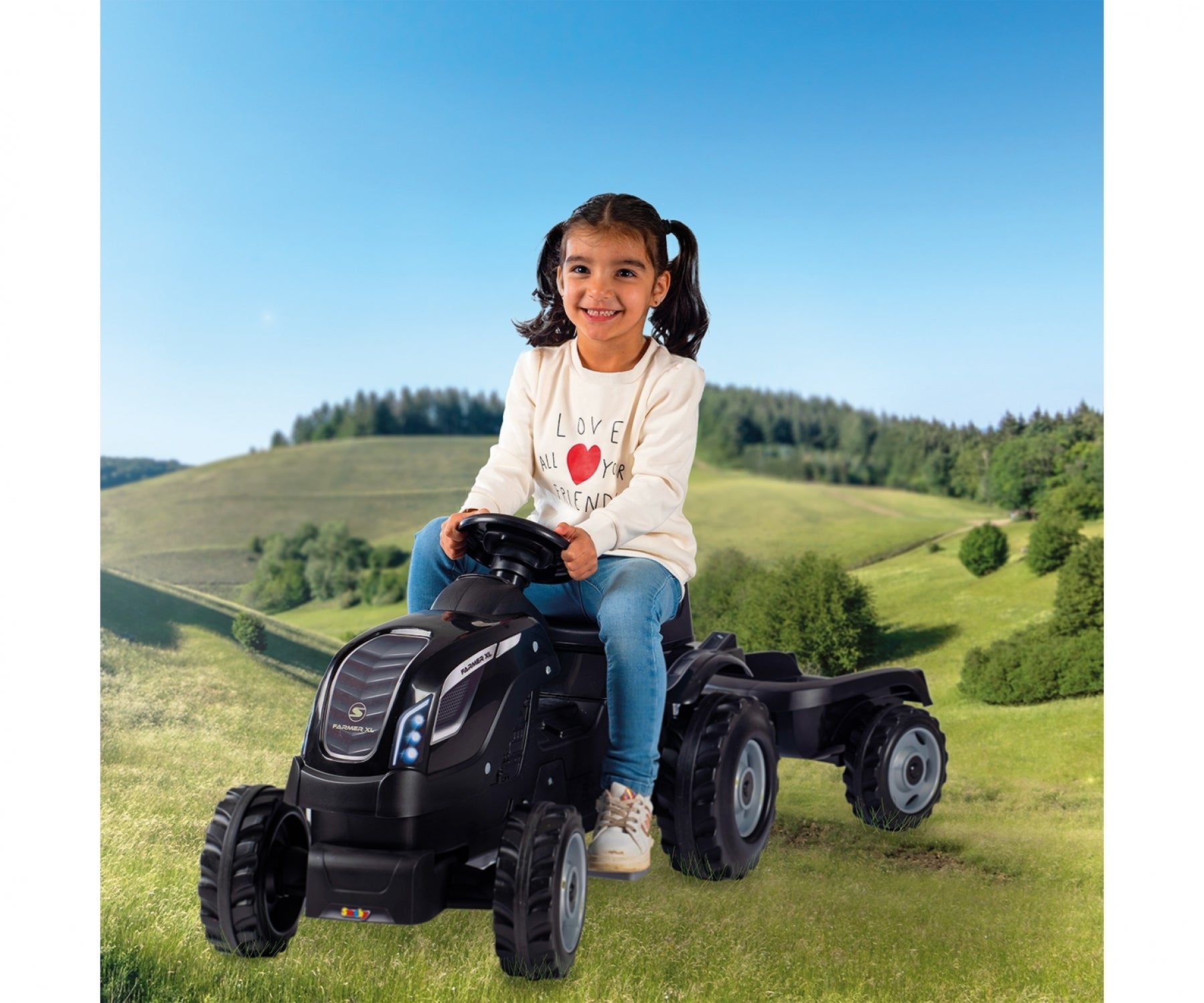 Tracteur Farmer XL Noir + Remorque
