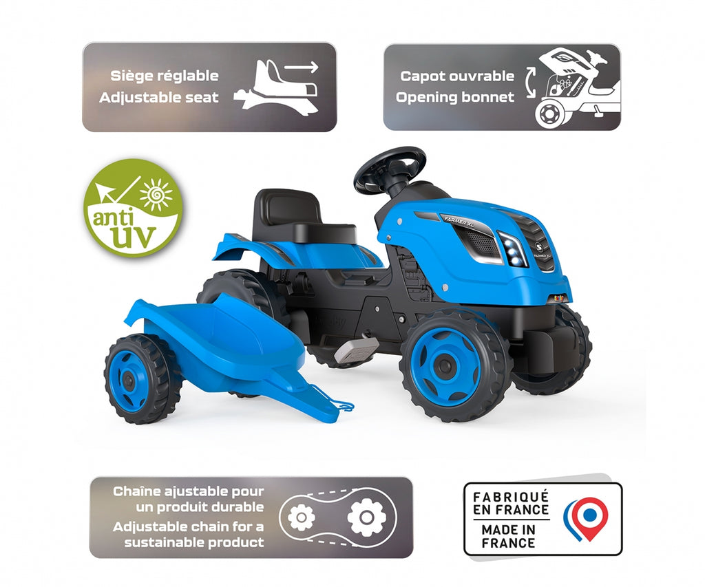 Tracteur Farmer XL Bleu + Remorque