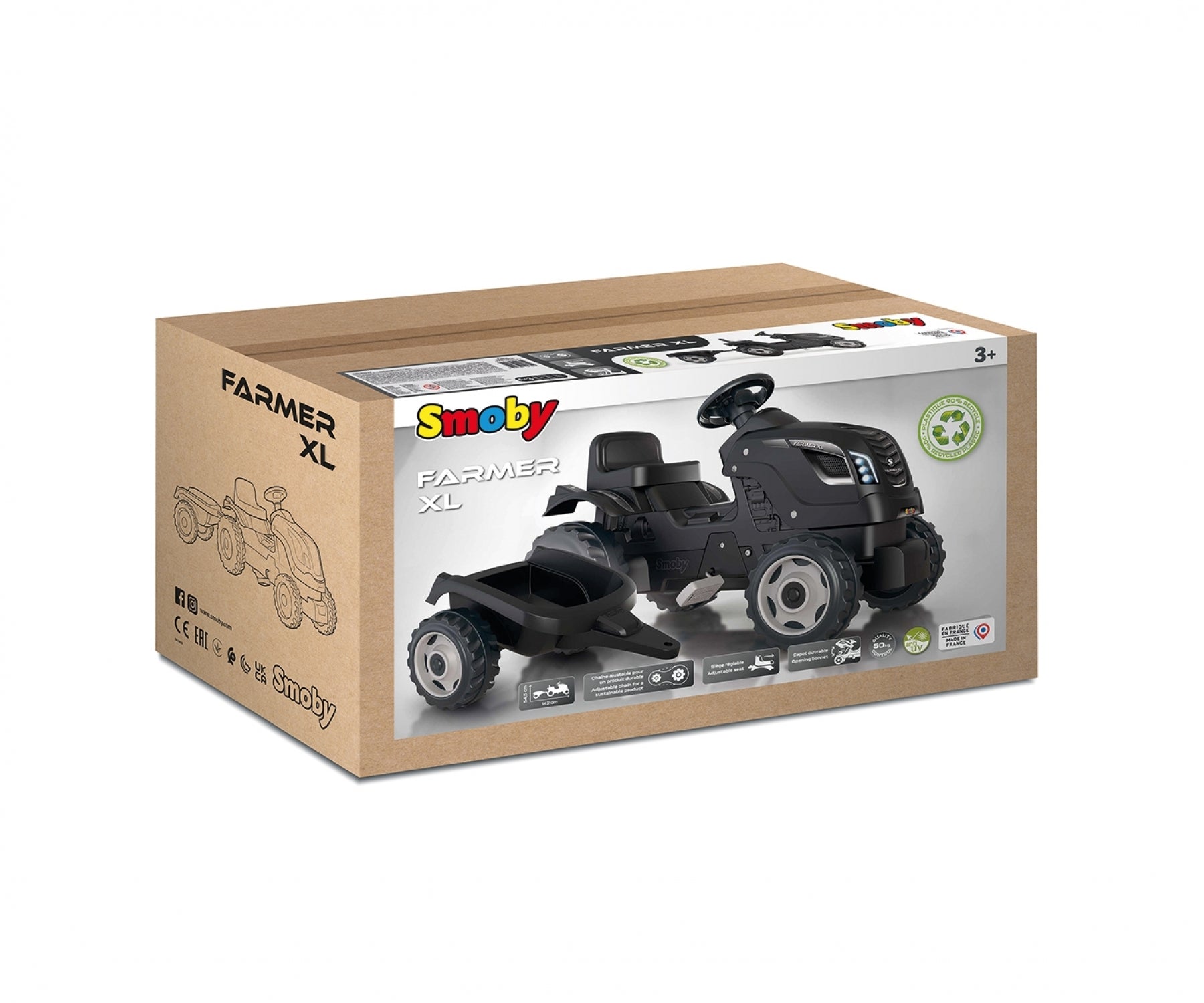 Tracteur Farmer XL Noir + Remorque
